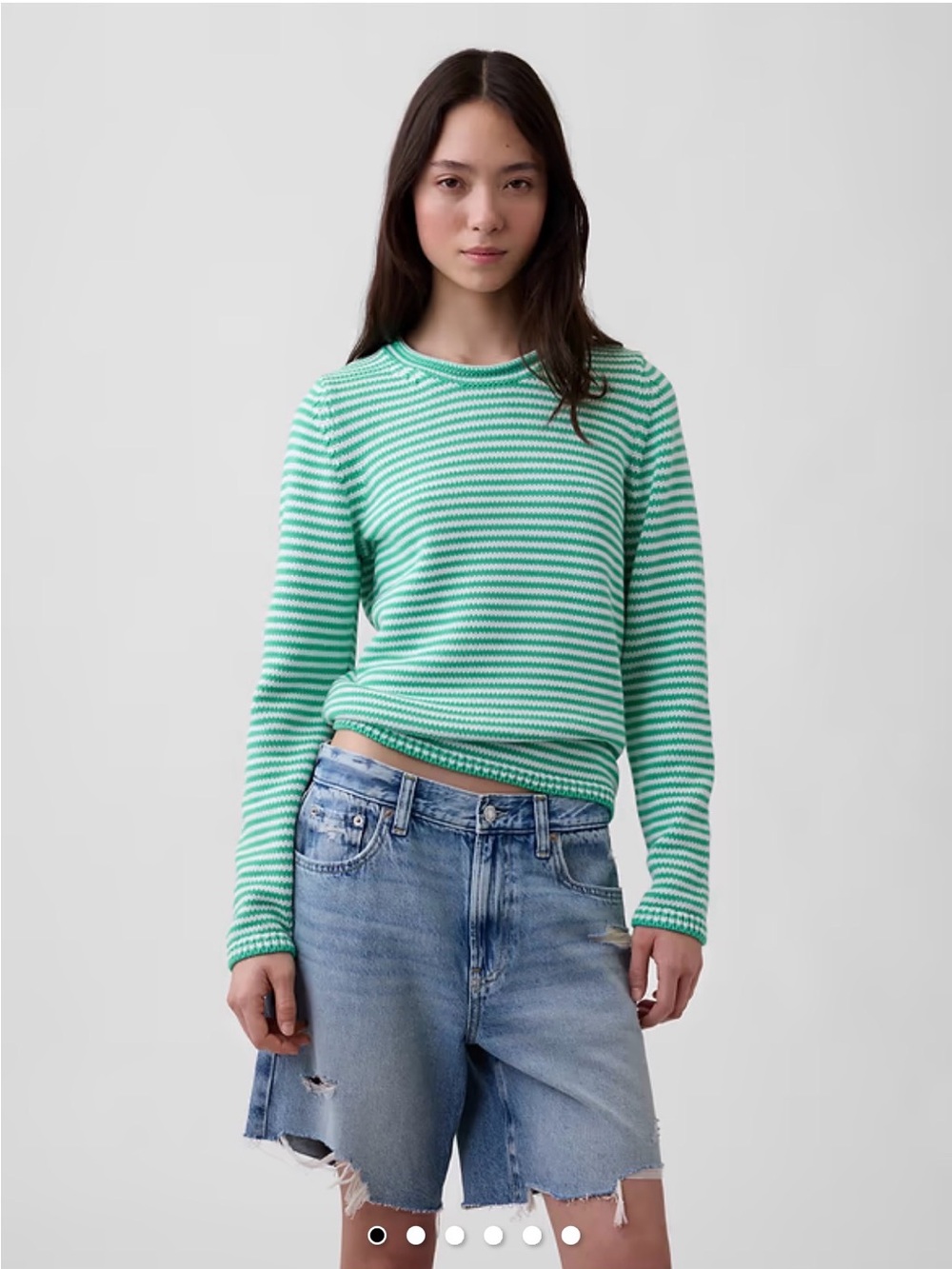 GAP Mint Green and White Striped rollneck Sweater, size S (tall)